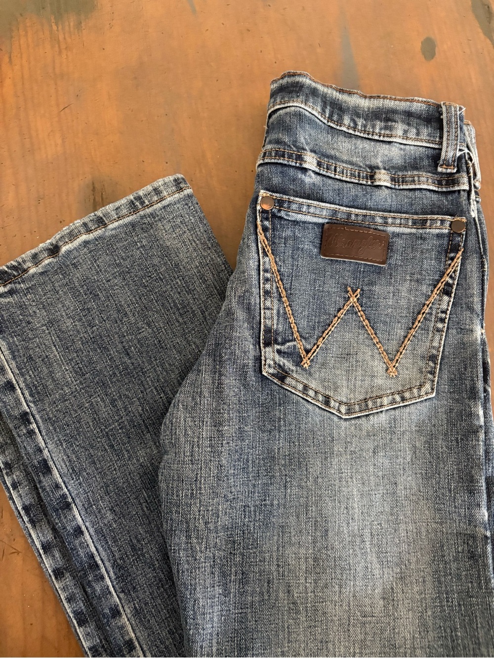 Wrangler Boys youth premium patch Light Blue Boot Cut Jeans denim